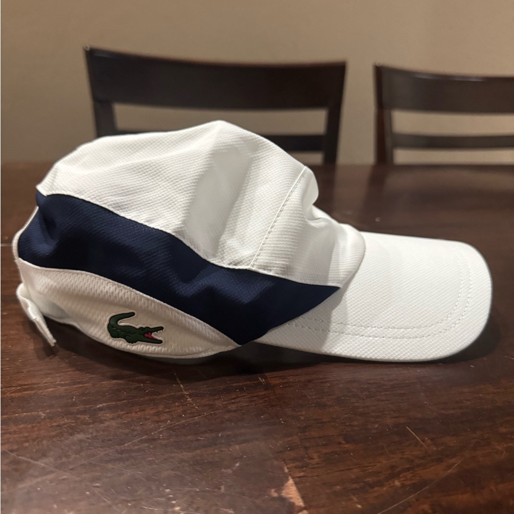 Lacoste White Cap with Navy Accent
